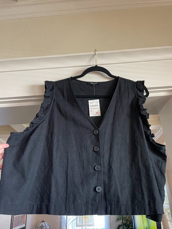 Madewell Tops - NWT Madewell Ruffle Sleeve Boxy Cropped V-neck Button Top - 22/2X